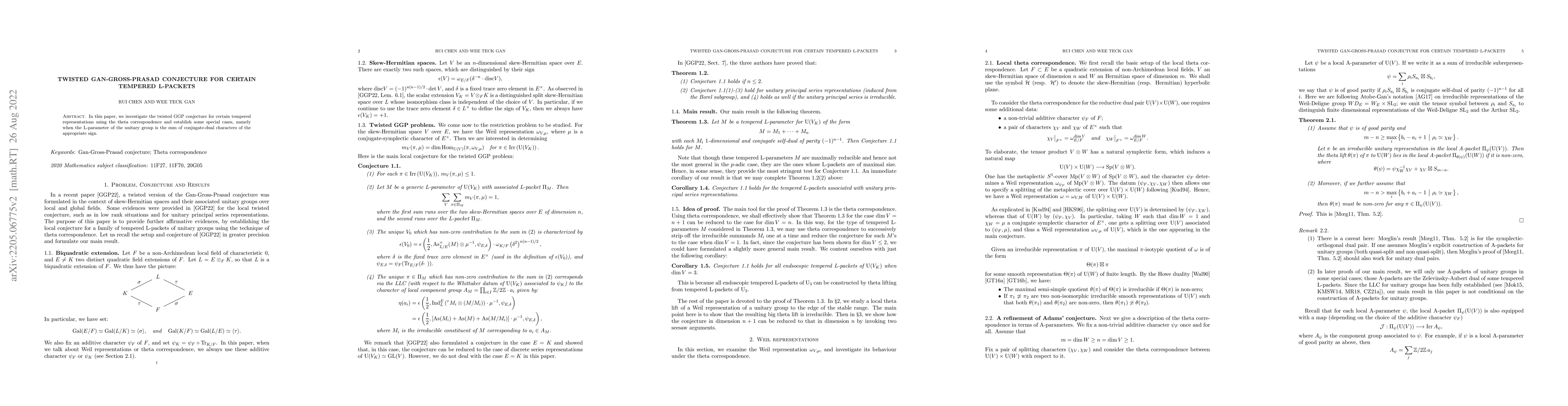 Thumbnail for Twisted Gan-Gross-Prasad conjecture for certain tempered L-packets