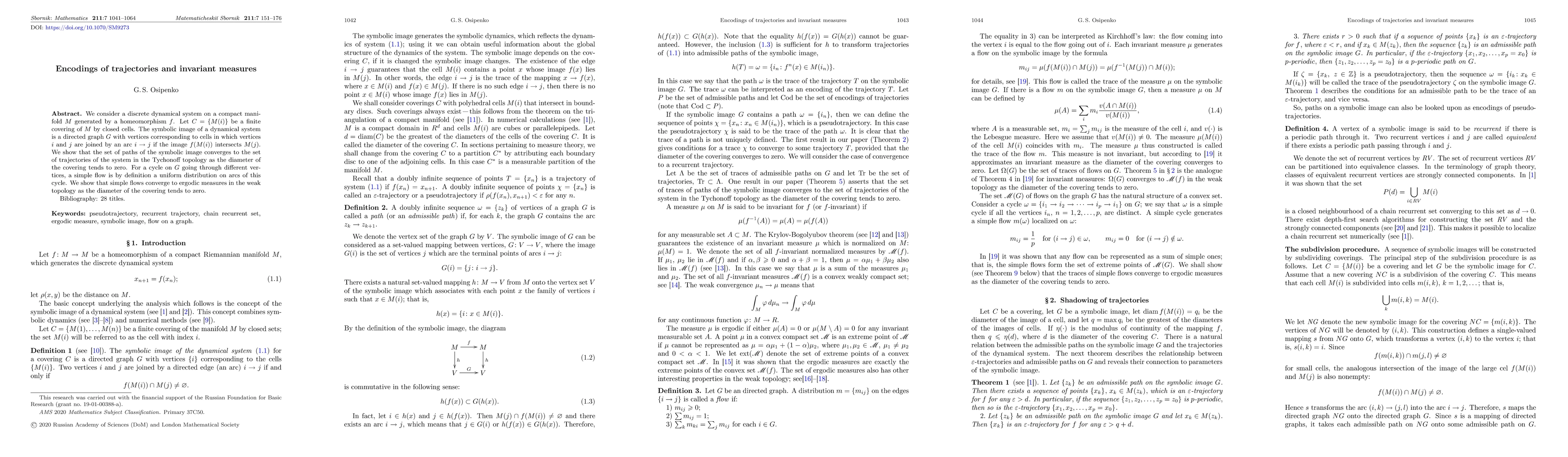 Thumbnail for Encodings of trajectories and invariant measures
