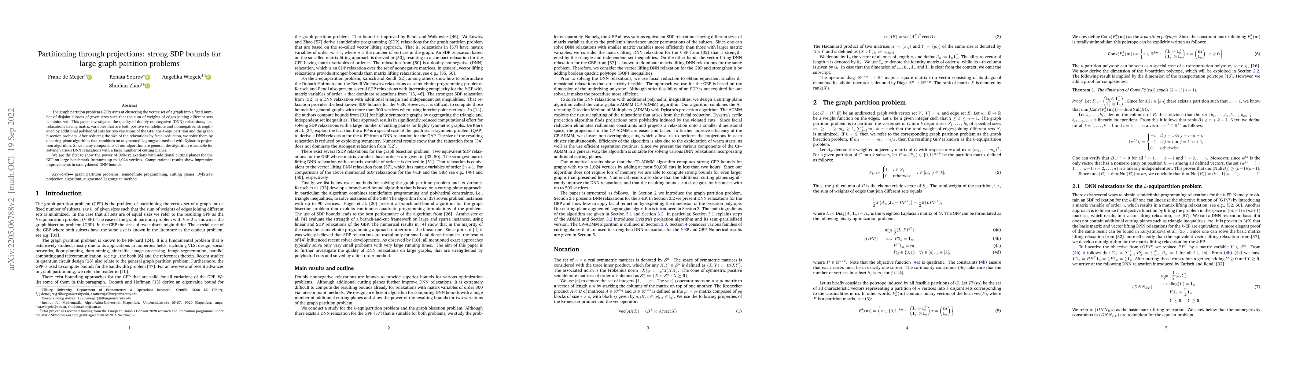 Thumbnail for Partitioning through projections: strong SDP bounds for large graph
  partition problems