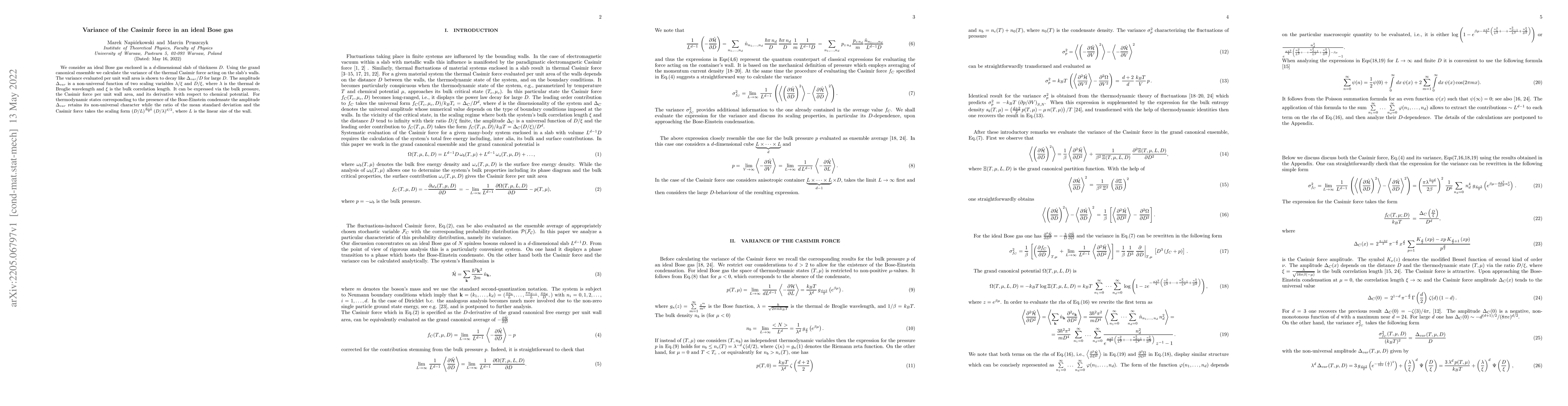 Thumbnail for Variance of the Casimir force in an ideal Bose gas