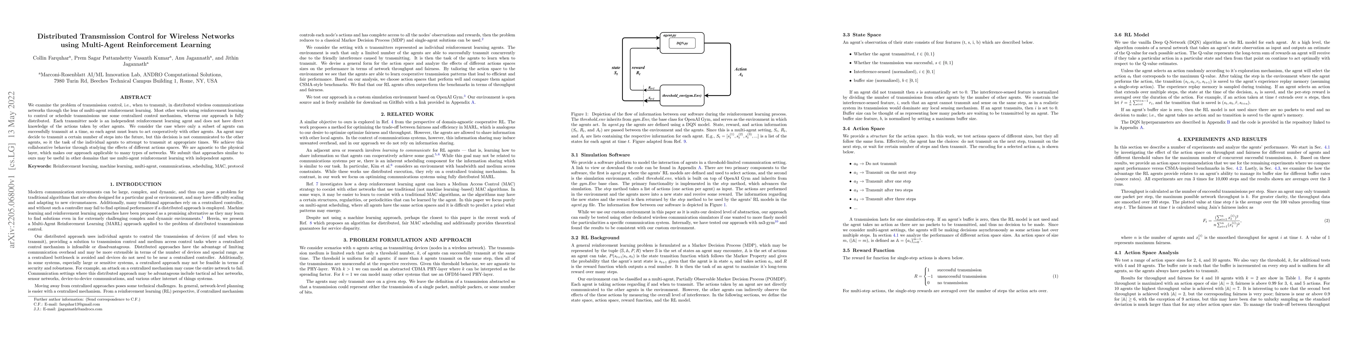 Thumbnail for Distributed Transmission Control for Wireless Networks using Multi-Agent
  Reinforcement Learning