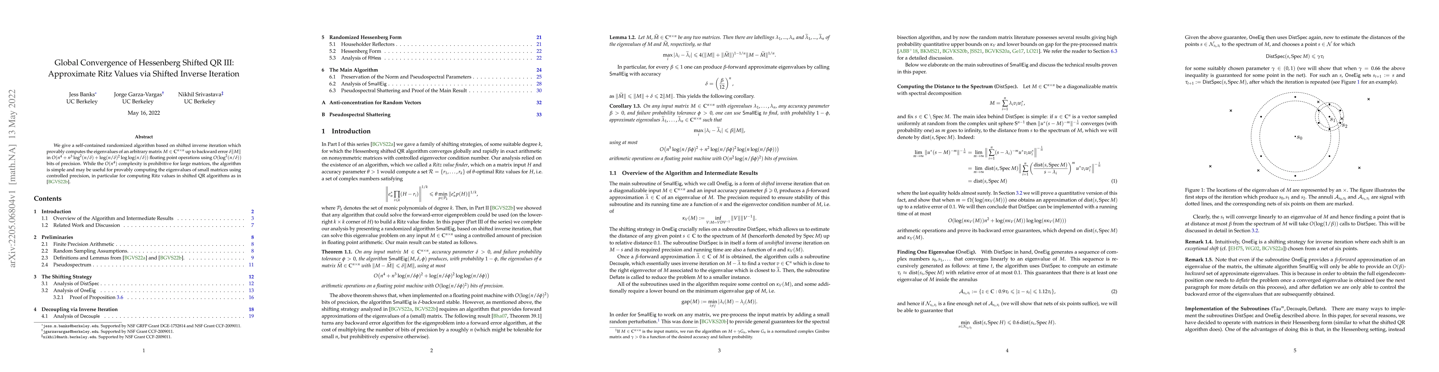 Thumbnail for Global Convergence of Hessenberg Shifted QR III: Approximate Ritz Values
  via Shifted Inverse Iteration