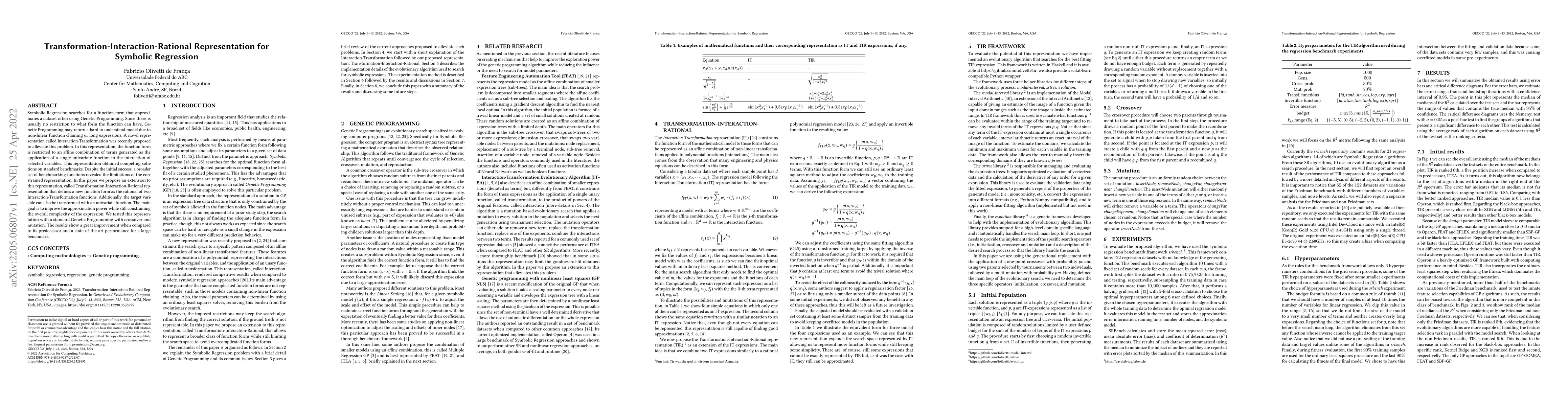 Thumbnail for Transformation-Interaction-Rational Representation for Symbolic
  Regression