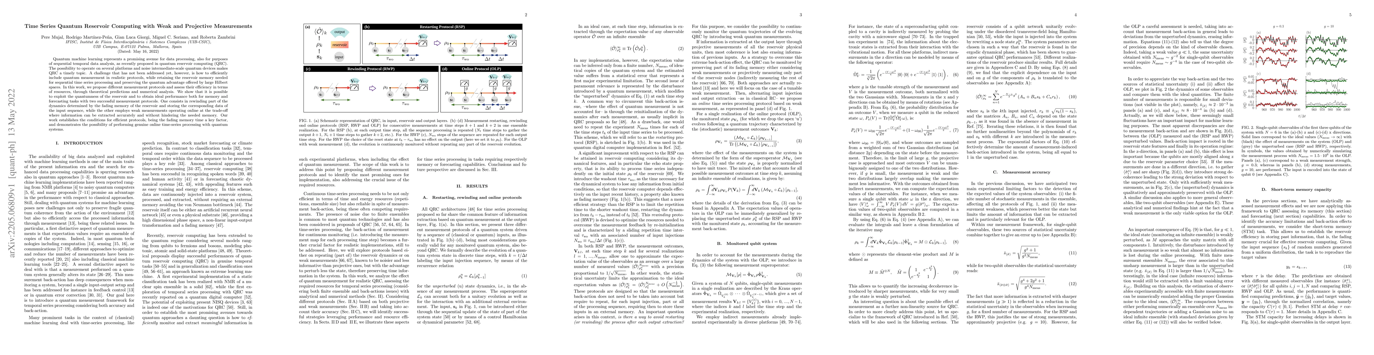 Thumbnail for Time Series Quantum Reservoir Computing with Weak and Projective
  Measurements