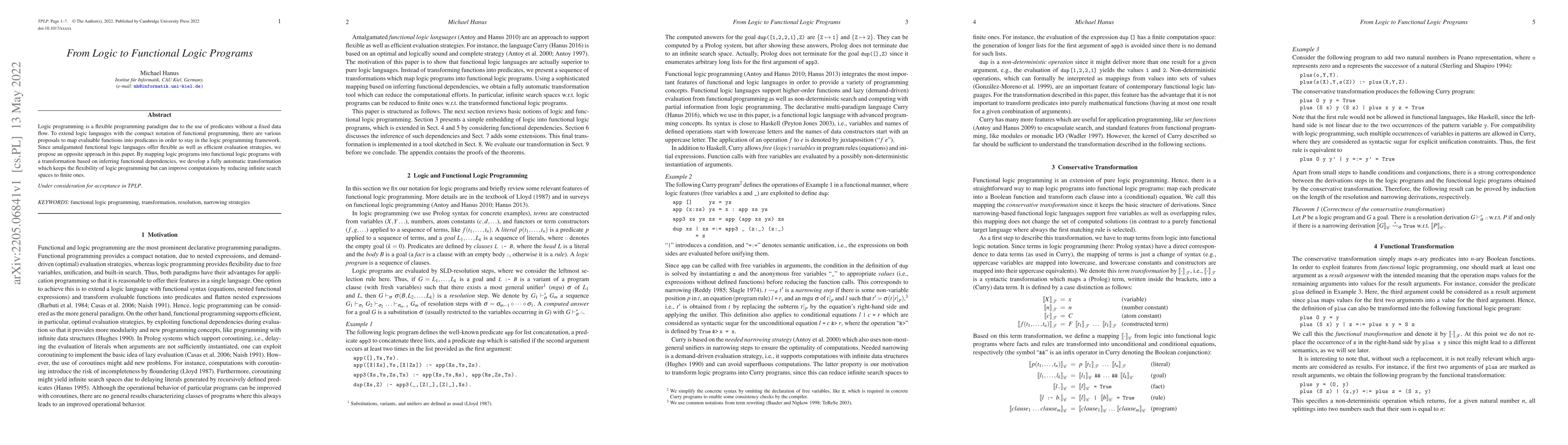 Thumbnail for From Logic to Functional Logic Programs