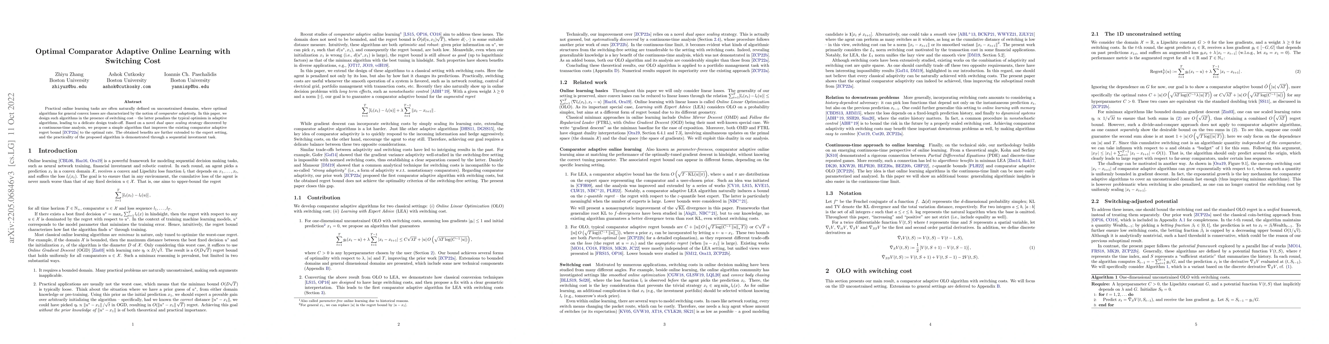 Thumbnail for Optimal Comparator Adaptive Online Learning with Switching Cost