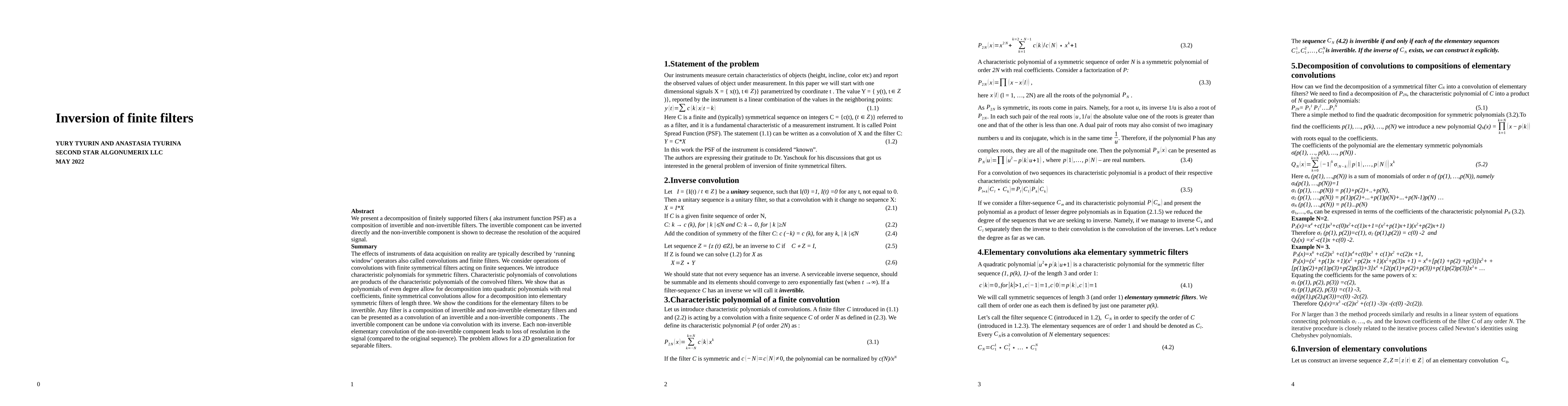Thumbnail for Inversion of finite filters