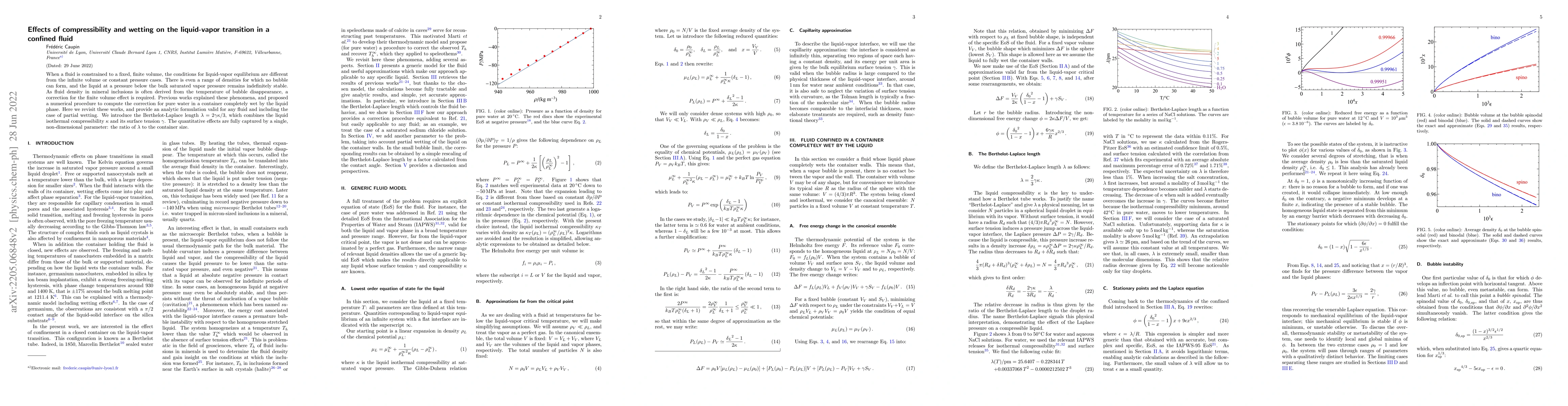 Thumbnail for Effects of compressibility and wetting on the liquid-vapor transition in
  a confined fluid