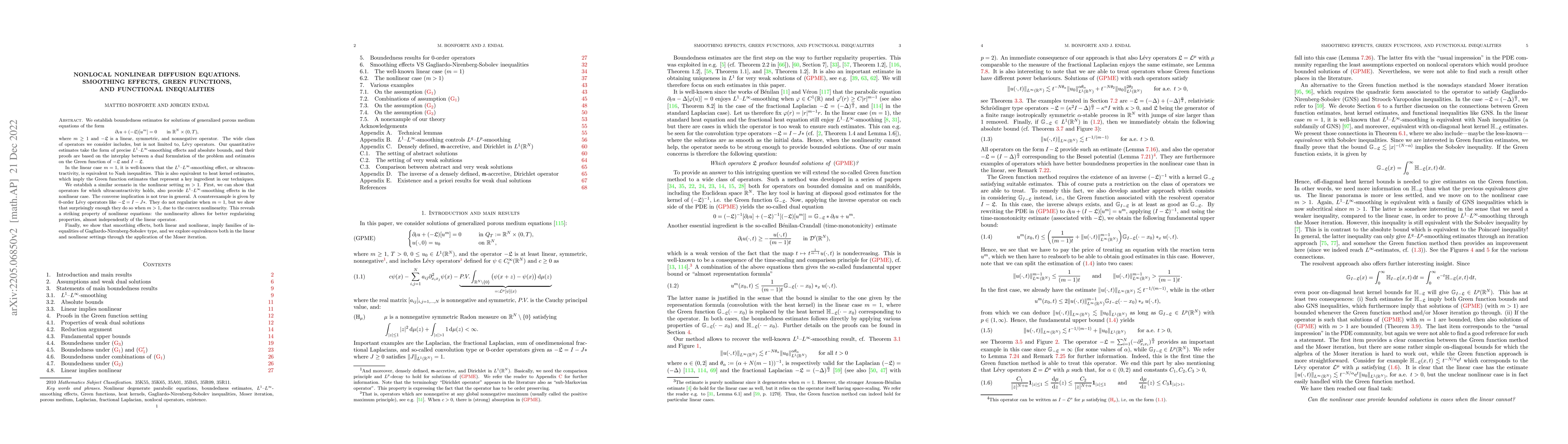 Thumbnail for Nonlocal nonlinear diffusion equations. Smoothing effects, Green
  functions, and functional inequalities
