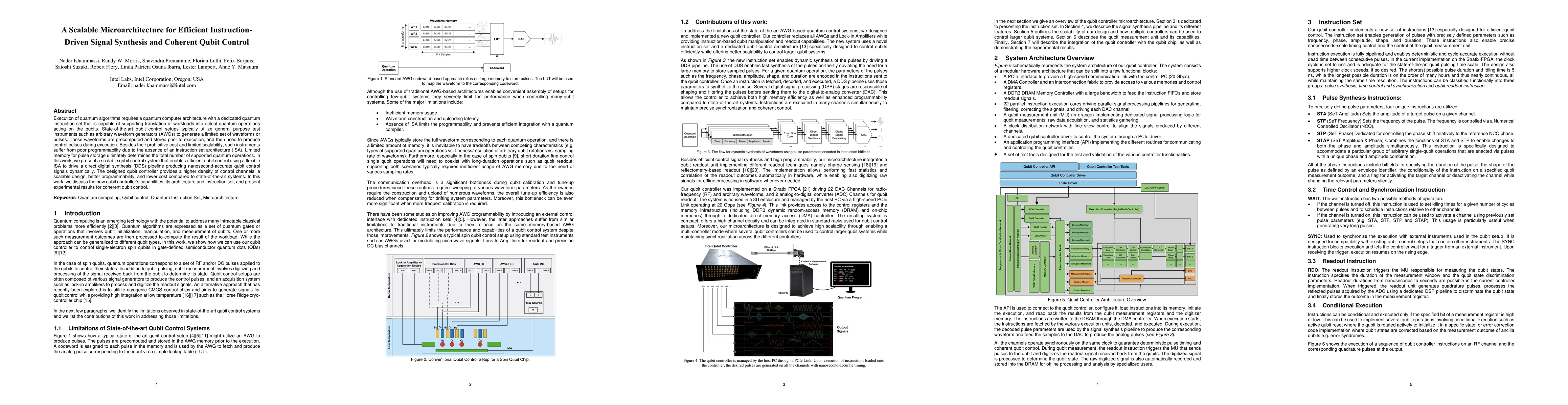 Thumbnail for A Scalable Microarchitecture for Efficient Instruction-Driven Signal
  Synthesis and Coherent Qubit Control