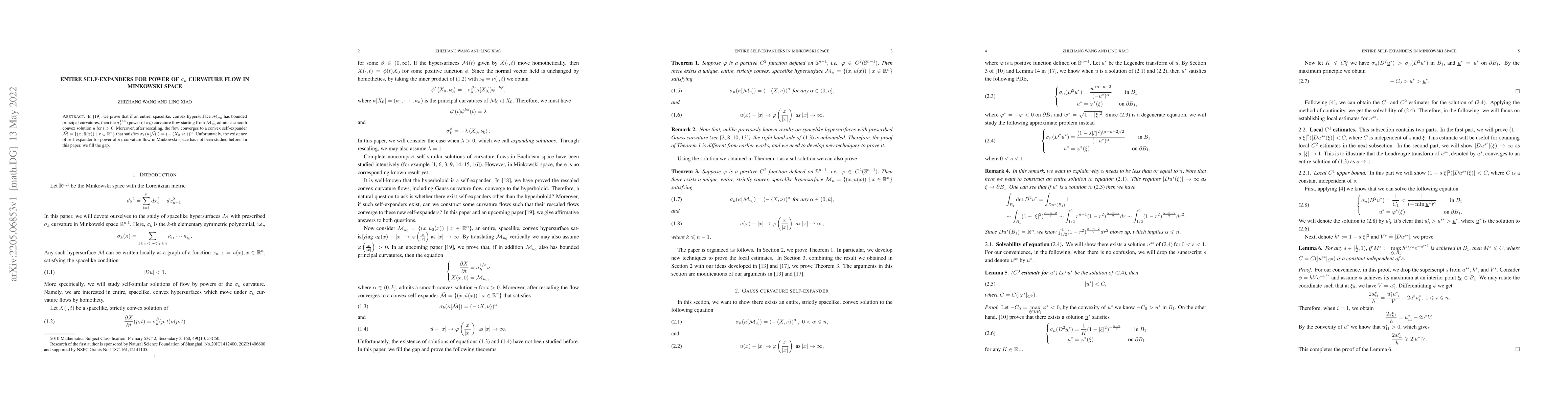 Thumbnail for Entire self-expanders for power of $\sigma_k$ curvature flow in
  Minkowski space