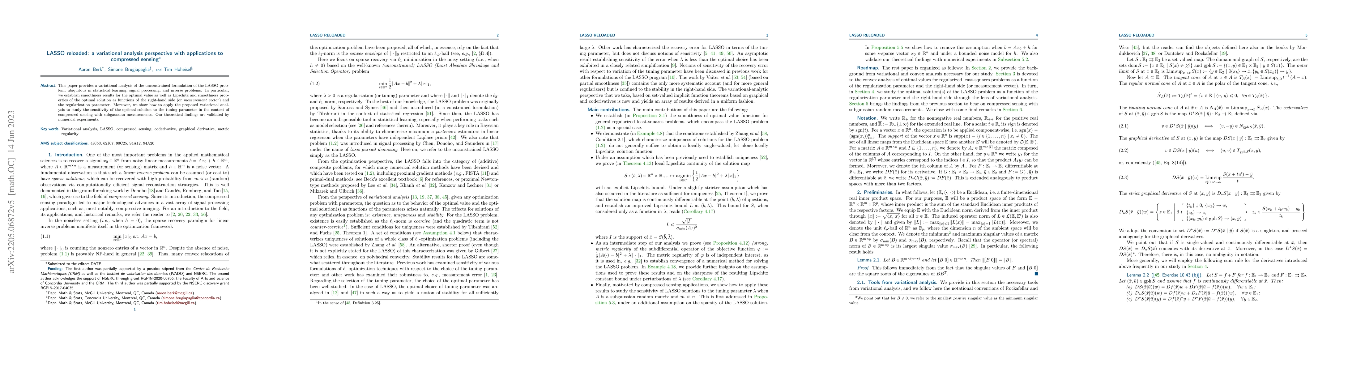 Thumbnail for LASSO reloaded: a variational analysis perspective with applications to
  compressed sensing