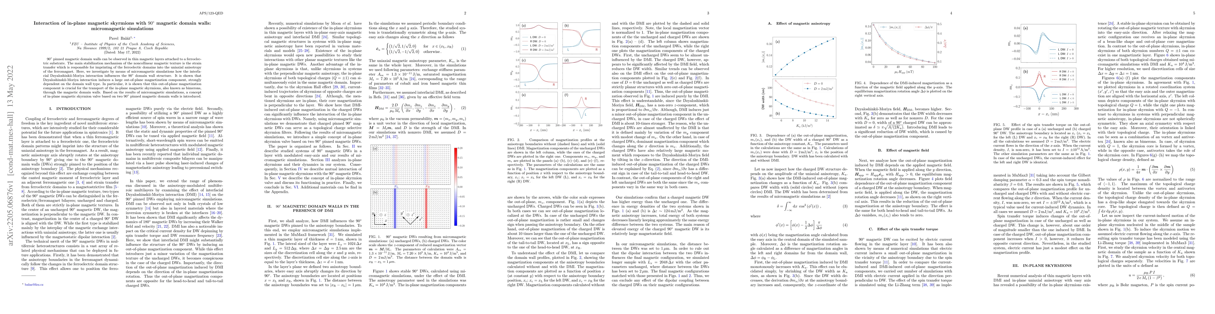 Thumbnail for Interaction of in-plane magnetic skyrmions with 90$^\circ$ magnetic
  domain walls: micromagnetic simulations