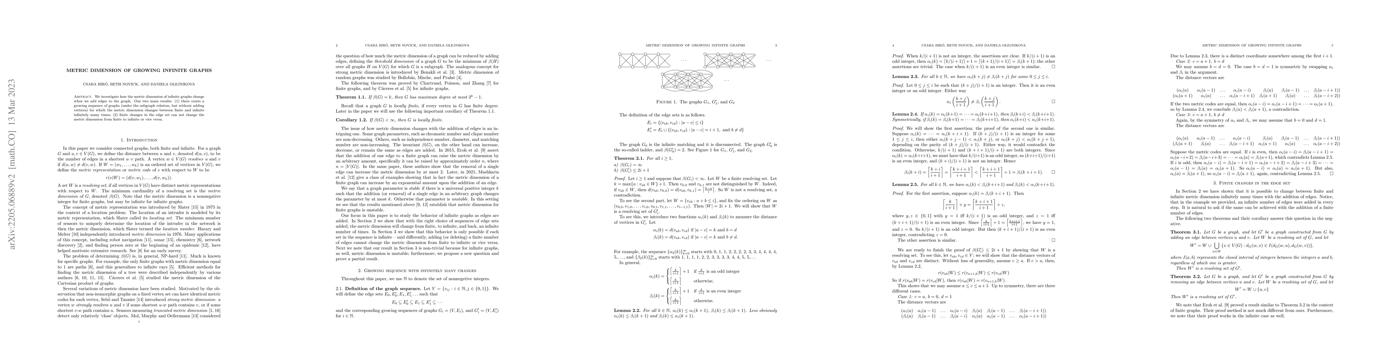 Thumbnail for Metric dimension of growing infinite graphs