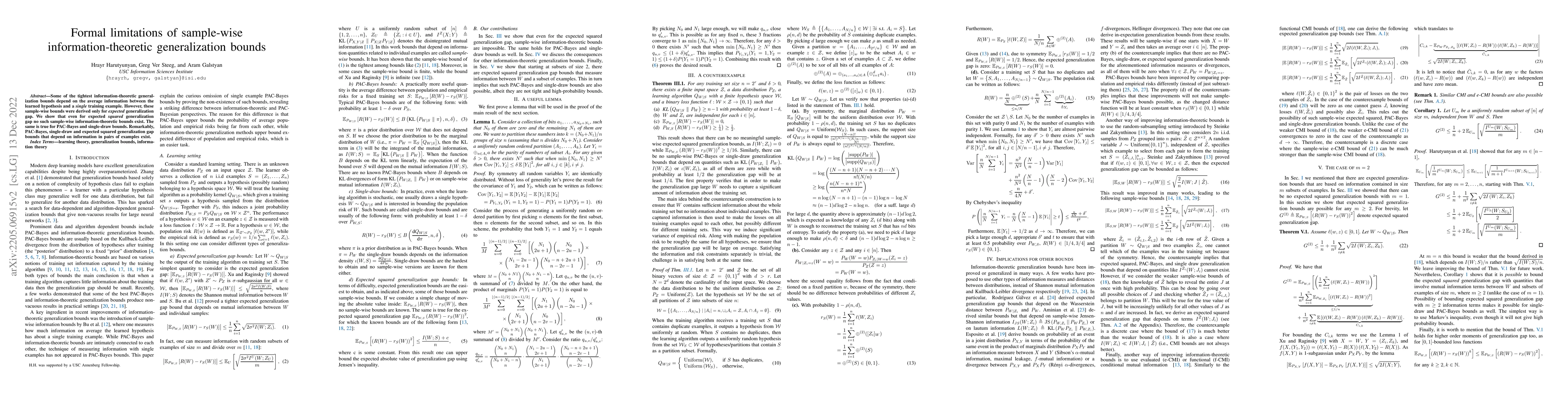 Thumbnail for Formal limitations of sample-wise information-theoretic generalization
  bounds