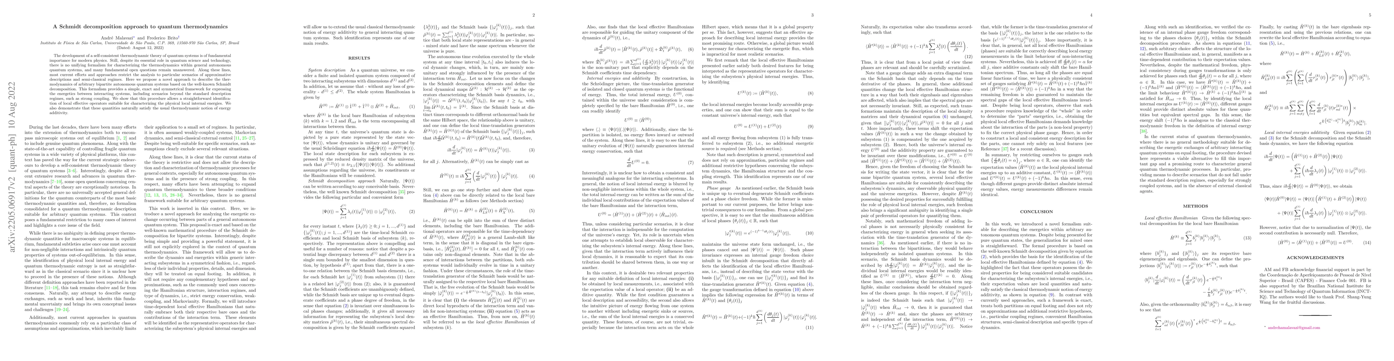 Thumbnail for A Schmidt decomposition approach to quantum thermodynamics