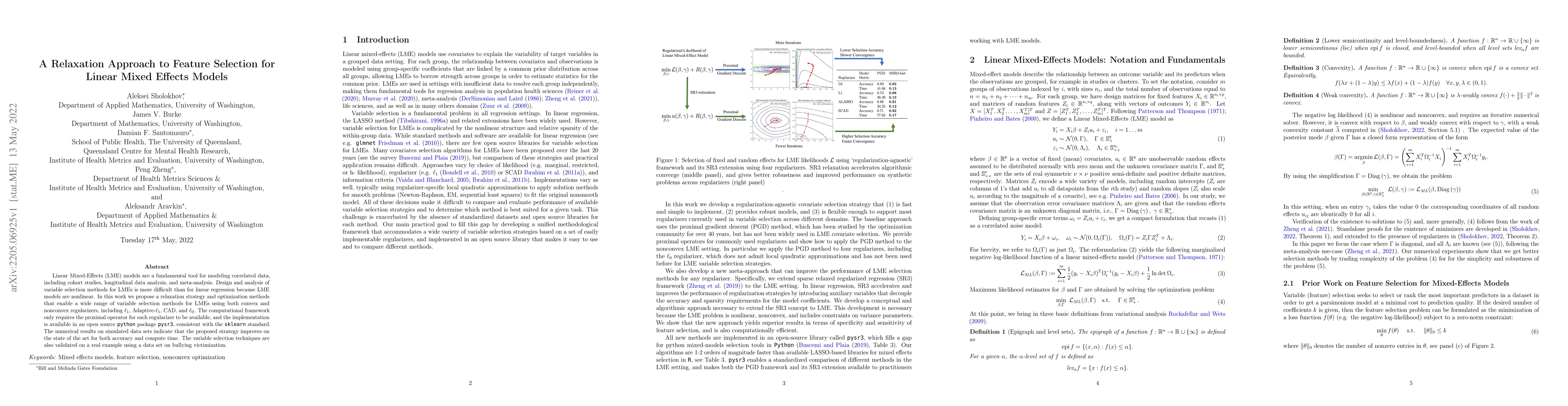 Thumbnail for A Relaxation Approach to Feature Selection for Linear Mixed Effects
  Models