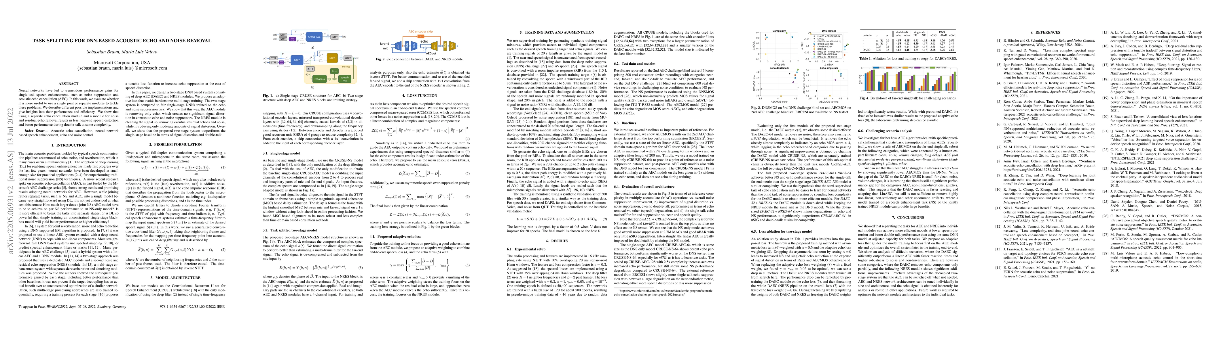 Thumbnail for Task splitting for DNN-based acoustic echo and noise removal