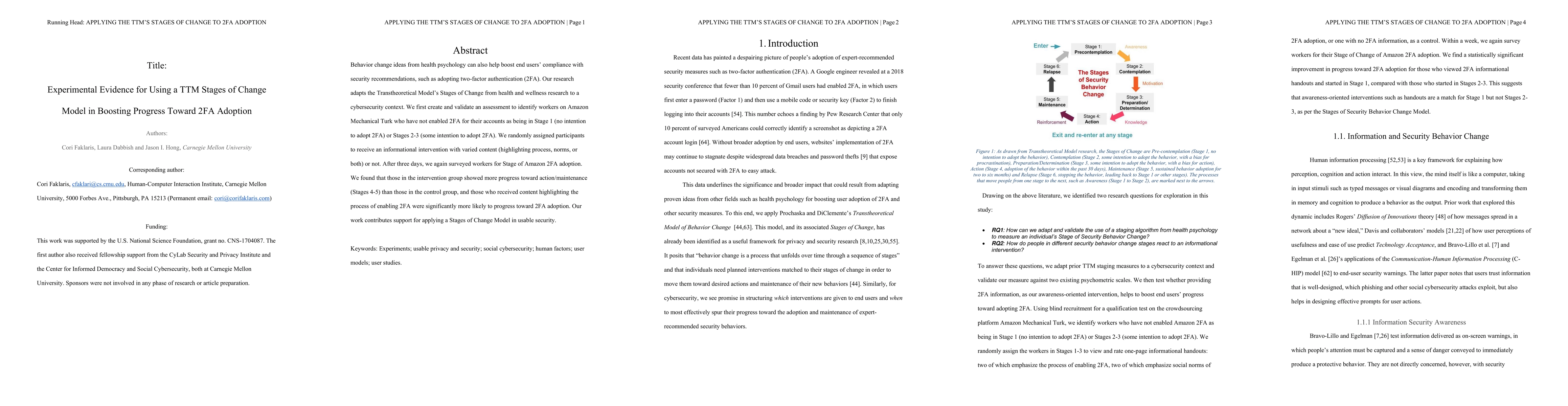 Thumbnail for Experimental Evidence for Using a TTM Stages of Change Model in Boosting
  Progress Toward 2FA Adoption