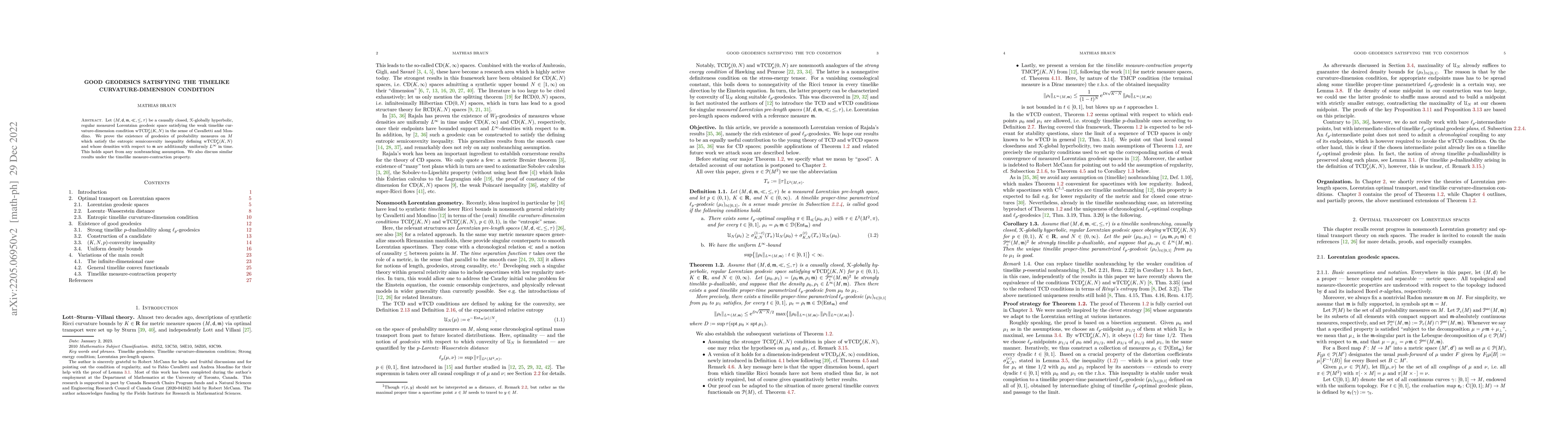Thumbnail for Good geodesics satisfying the timelike curvature-dimension condition