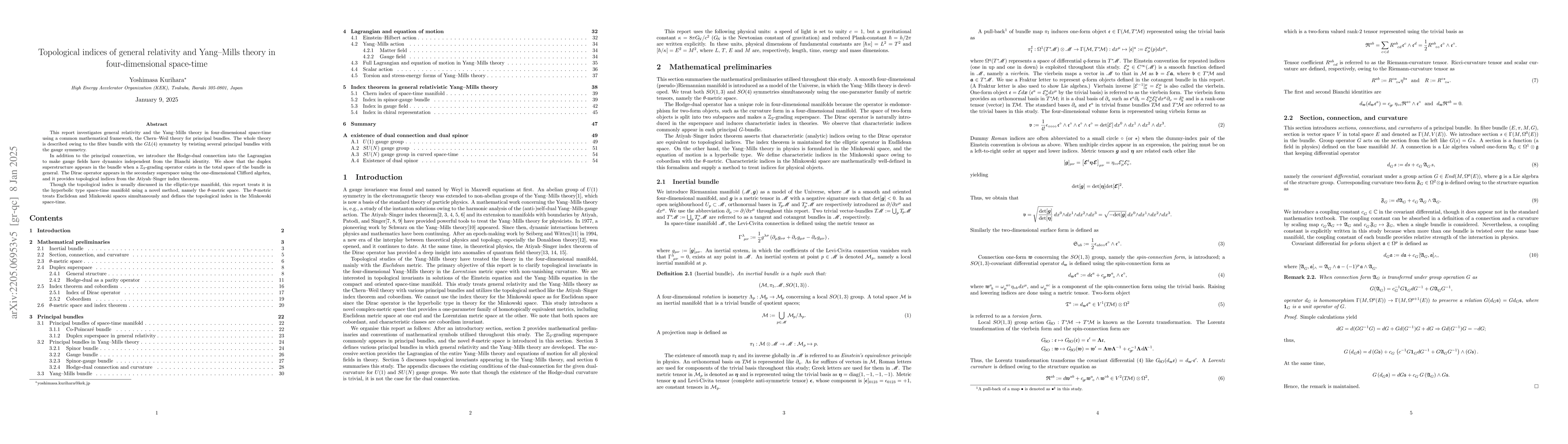 Thumbnail for Topological indices of general relativity and Yang-Mills theory in
  four-dimensional space-time