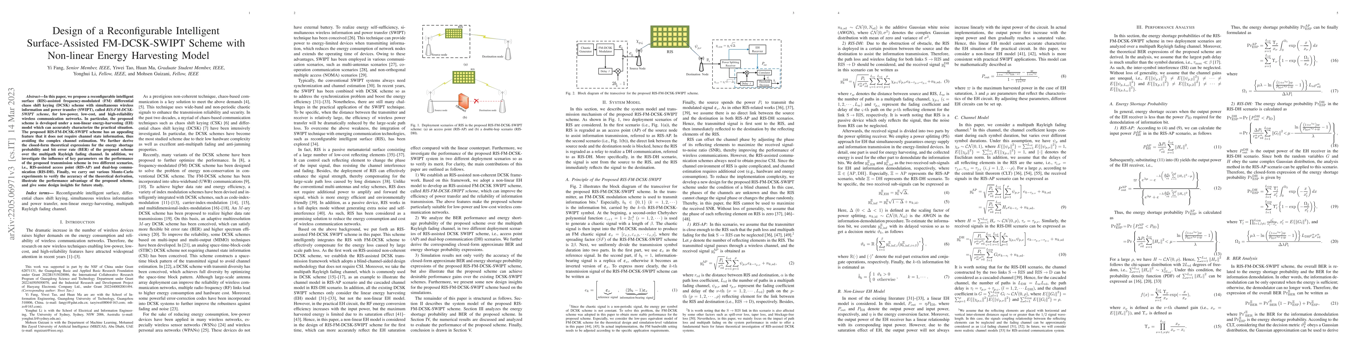 Thumbnail for Design of a Reconfigurable Intelligent Surface-Assisted FM-DCSK-SWIPT
  Scheme with Non-linear Energy Harvesting Model