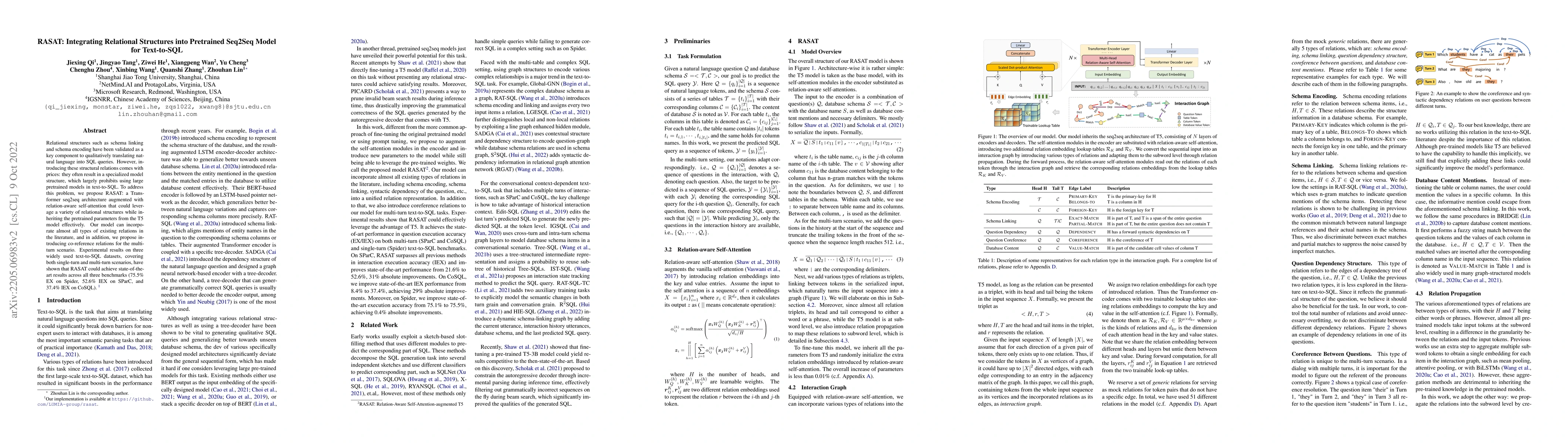 Thumbnail for RASAT: Integrating Relational Structures into Pretrained Seq2Seq Model
  for Text-to-SQL