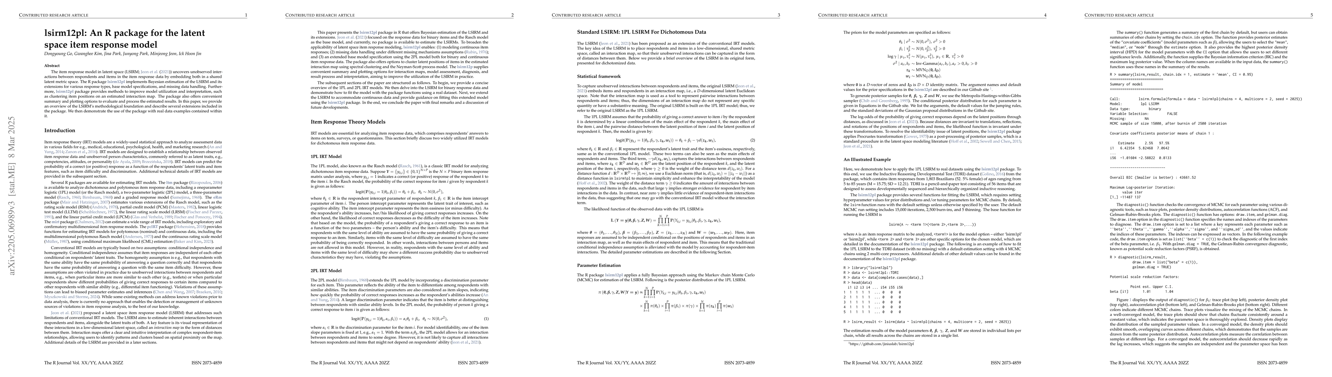 Thumbnail for lsirm12pl: An R package for latent space item response modeling
