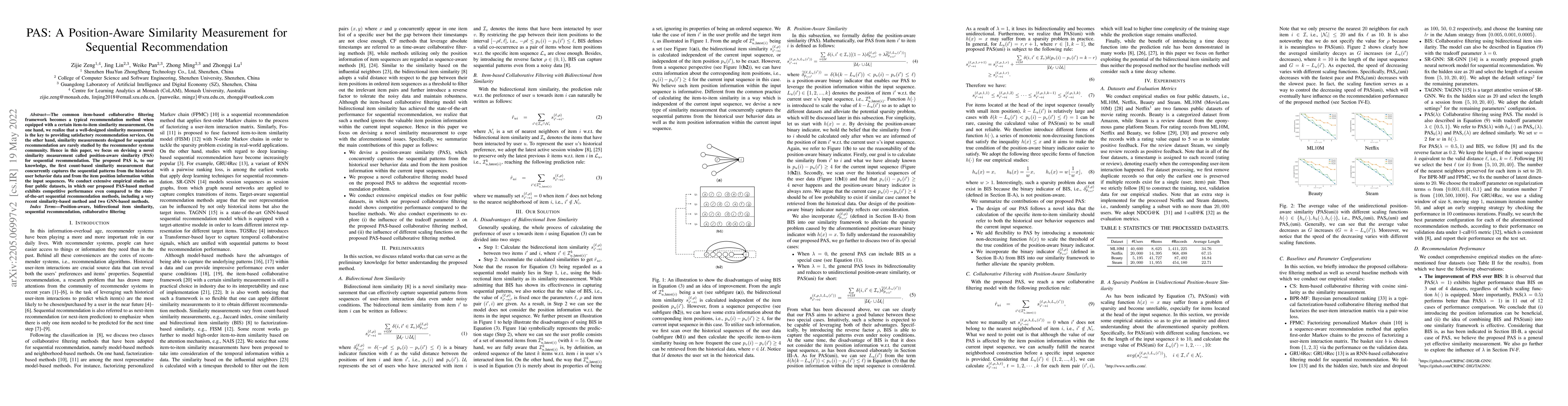 Thumbnail for PAS: A Position-Aware Similarity Measurement for Sequential
  Recommendation