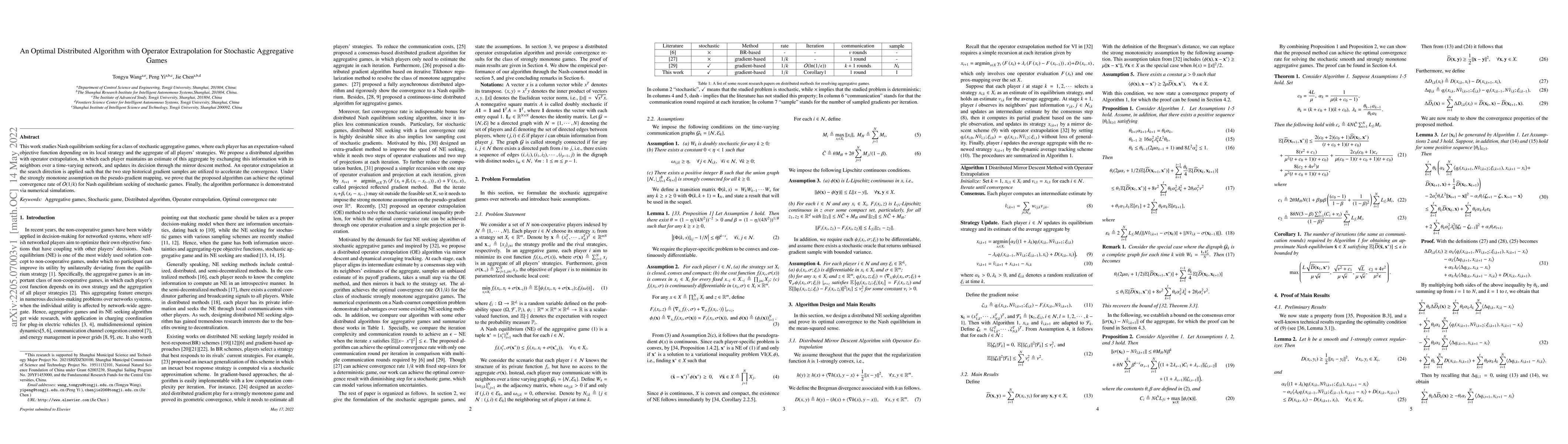 Thumbnail for An Optimal Distributed Algorithm with Operator Extrapolation for
  Stochastic Aggregative Games