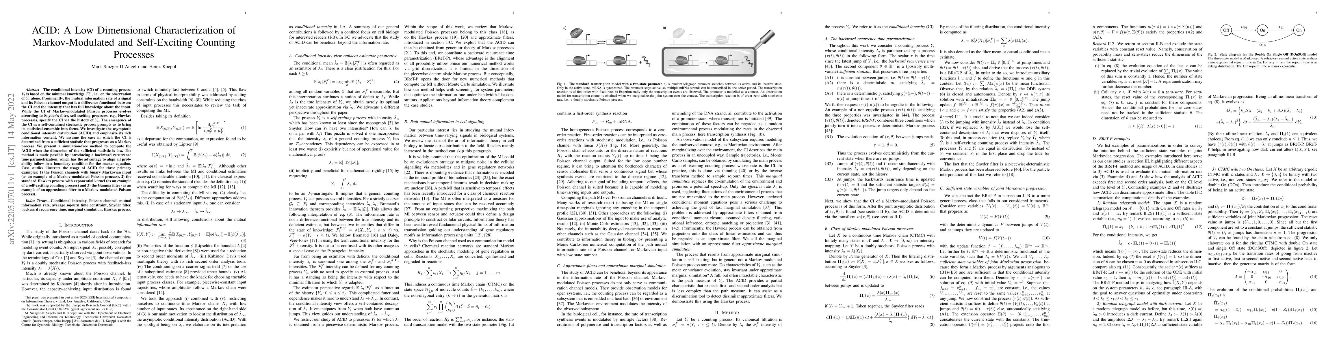 Thumbnail for ACID: A Low Dimensional Characterization of Markov-Modulated and
  Self-Exciting Counting Processes