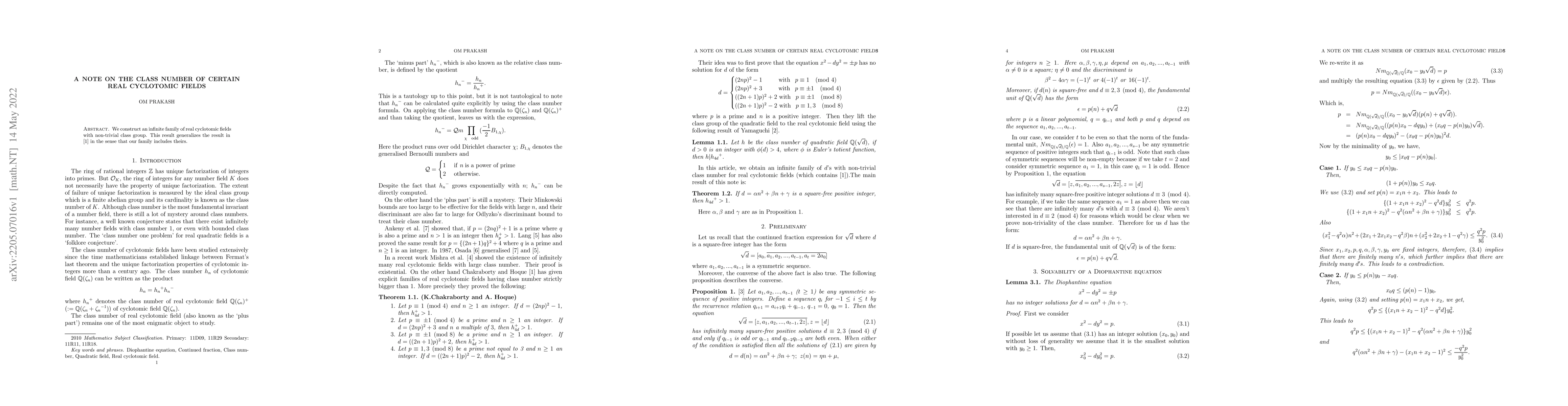 Thumbnail for A note on class number of certain real cyclotomic field