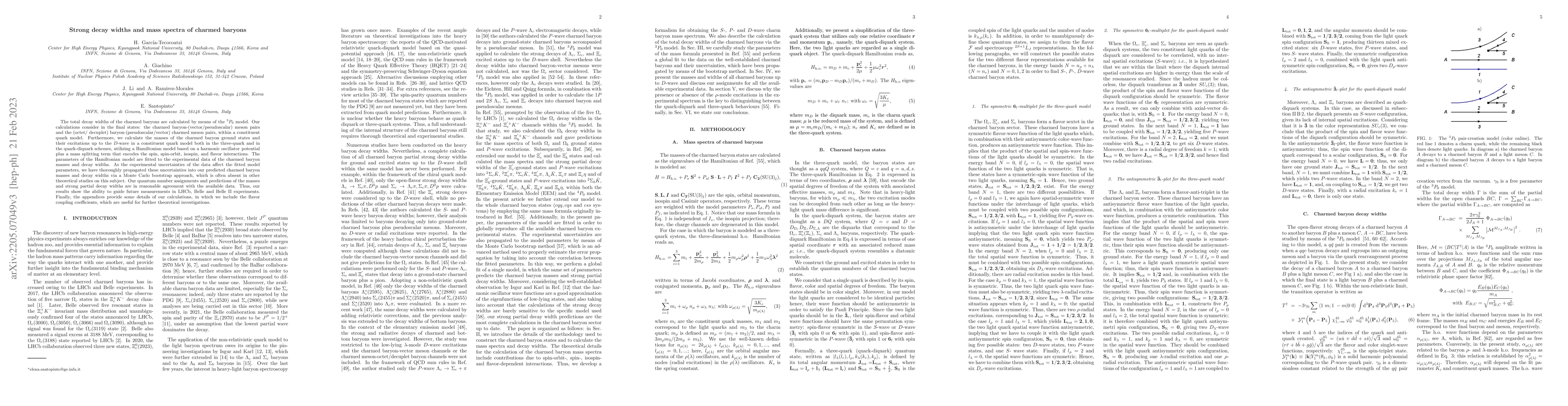 Thumbnail for Strong decay widths and mass spectra of charmed baryons