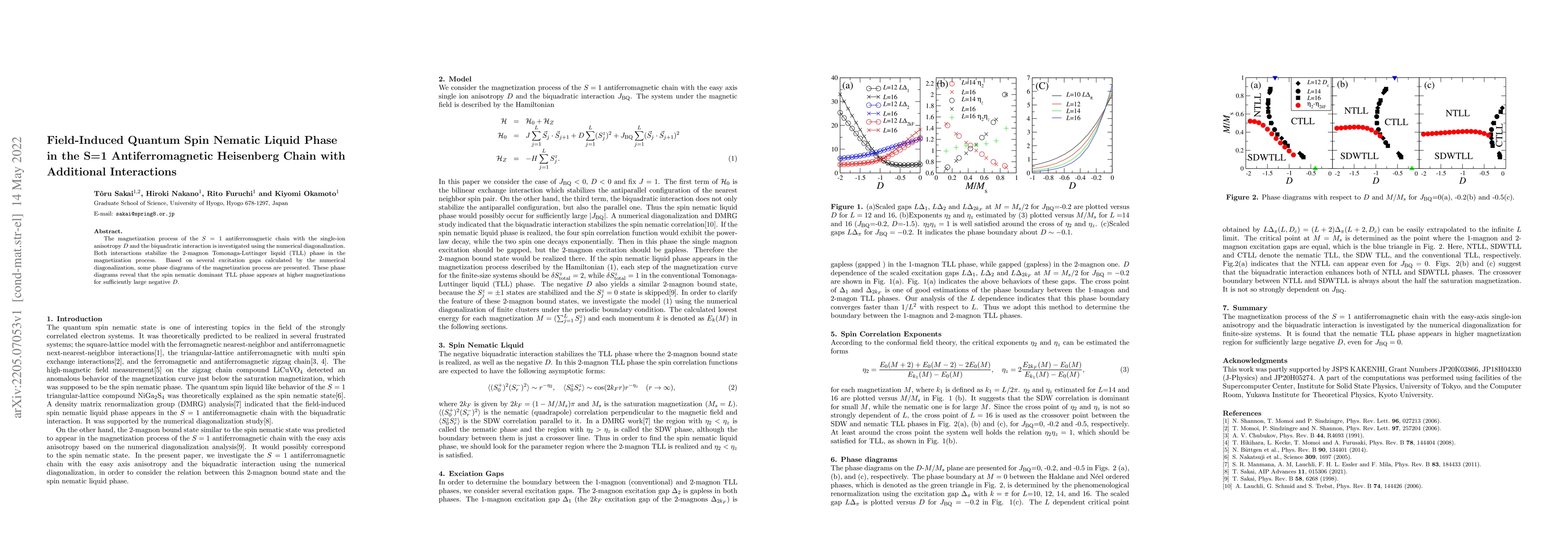 Thumbnail for Field-Induced Quantum Spin Nematic Liquid Phase in the S=1
  Antiferromagnetic Heisenberg Chain with Additional Interactions