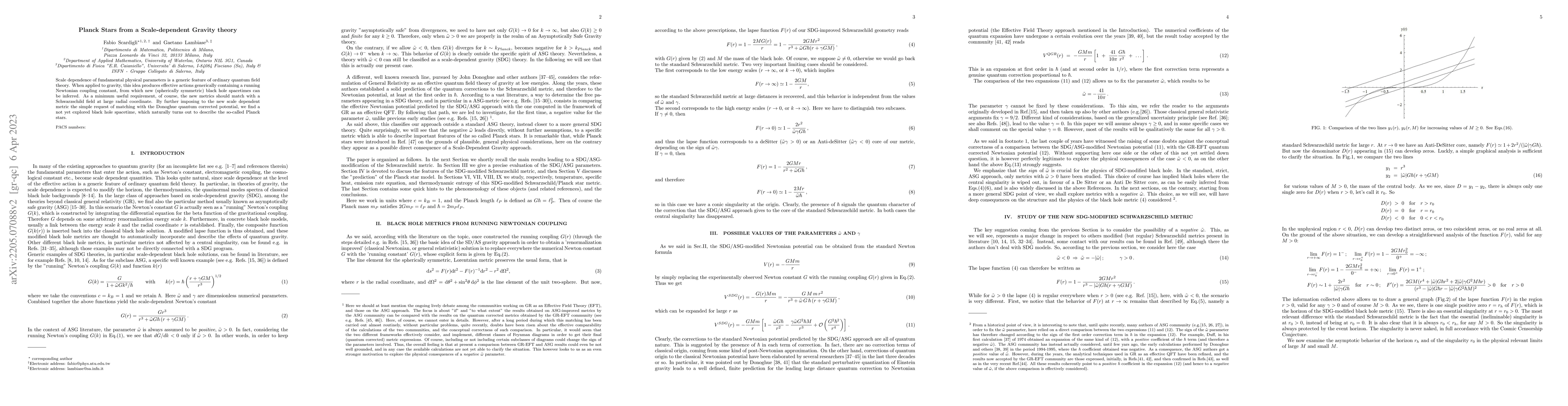 Thumbnail for Planck Stars from a Scale-dependent Gravity theory
