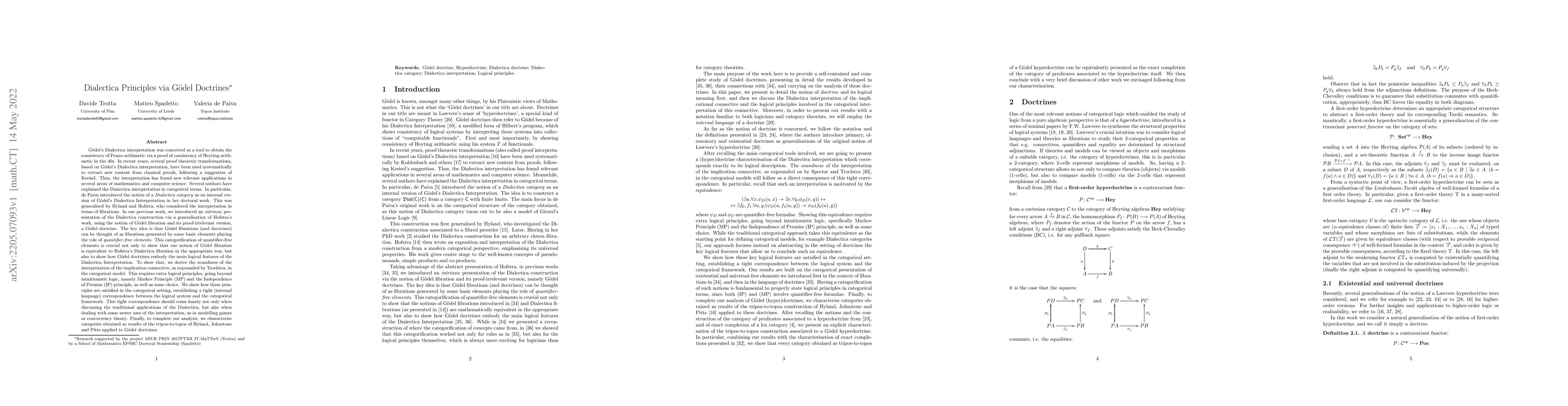 Thumbnail for Dialectica Principles via G\"odel Doctrines