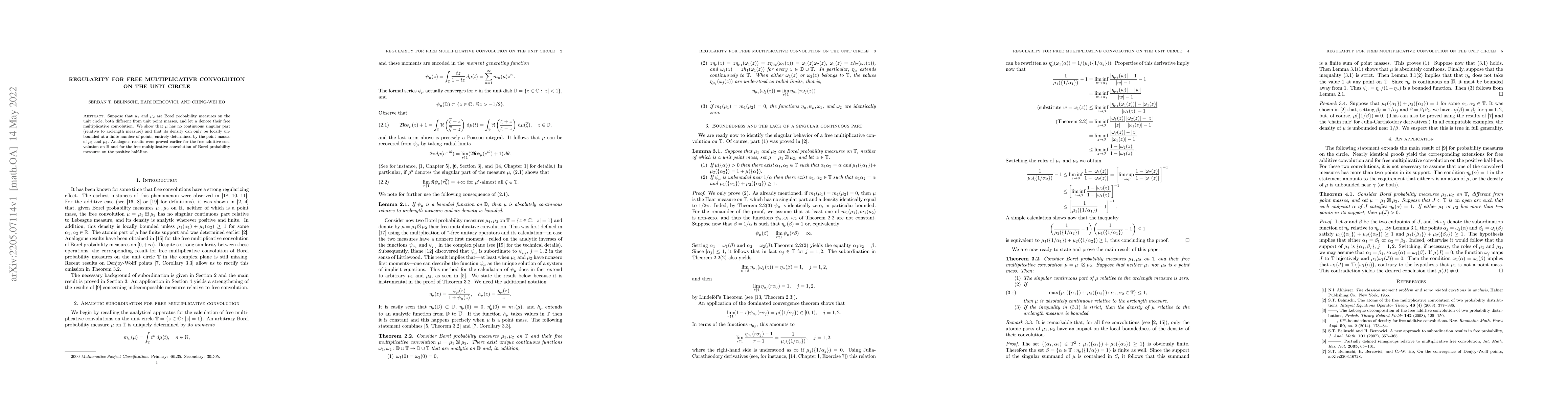 Thumbnail for Regularity for free multiplicative convolution on the unit circle