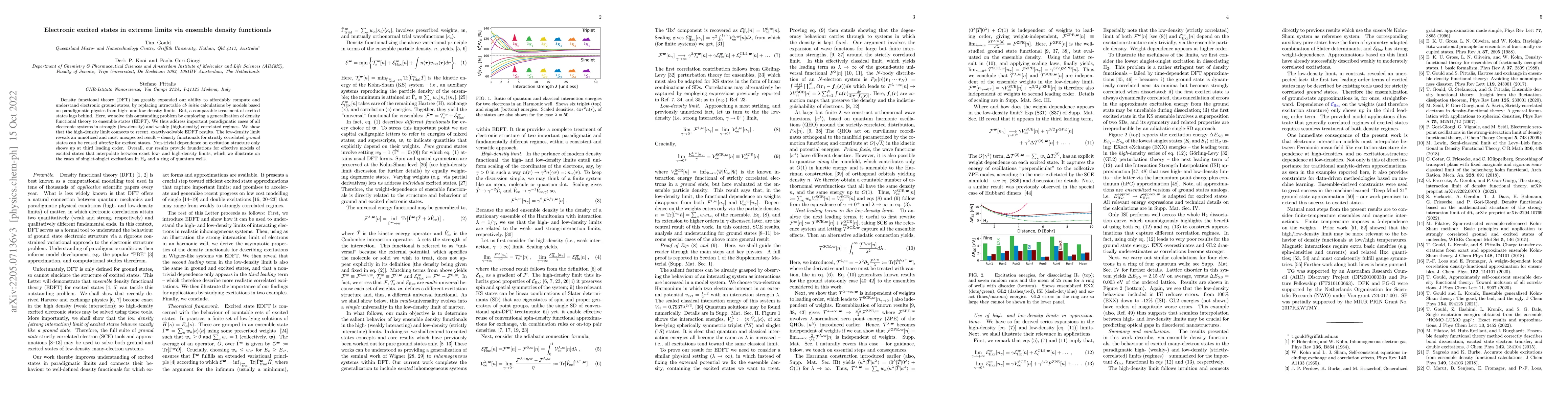 Thumbnail for Electronic excited states in extreme limits via ensemble density
  functionals