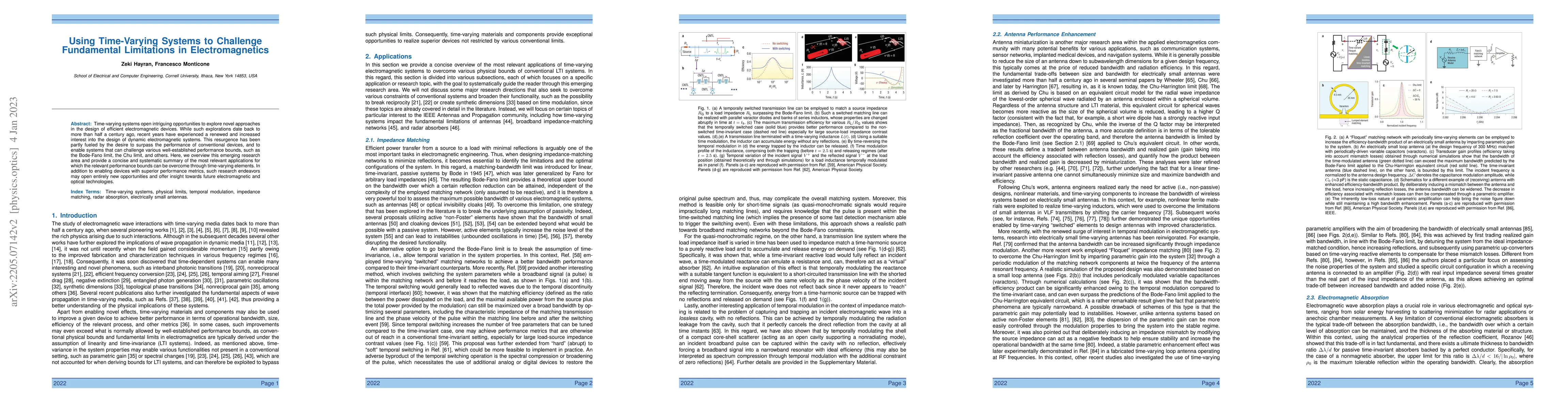 Thumbnail for Using Time-Varying Systems to Challenge Fundamental Limitations in
  Electromagnetics