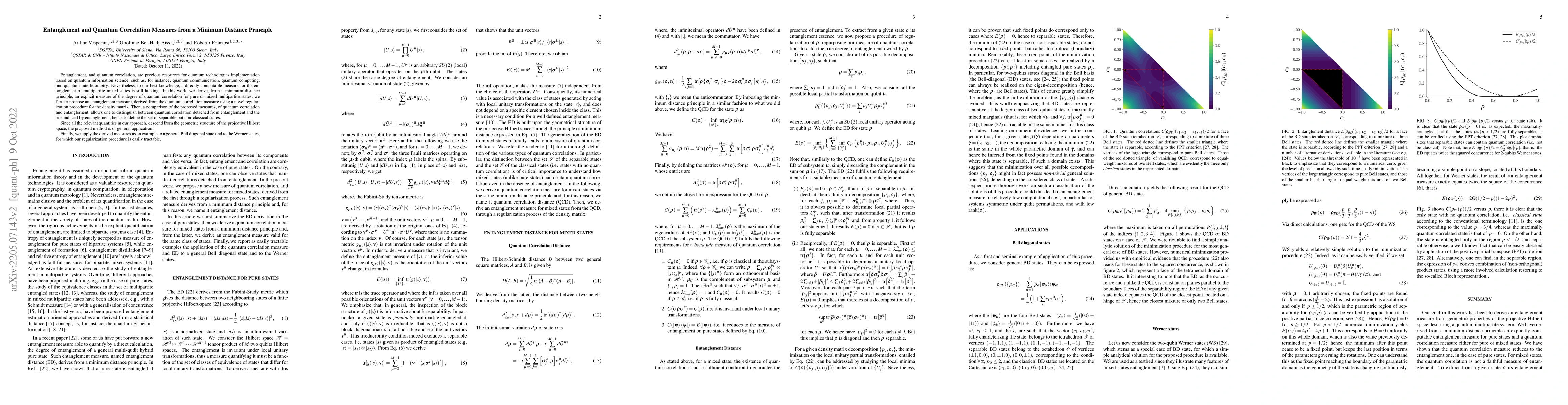 Thumbnail for Entanglement and Quantum Correlation Measures from a Minimum Distance
  Principle