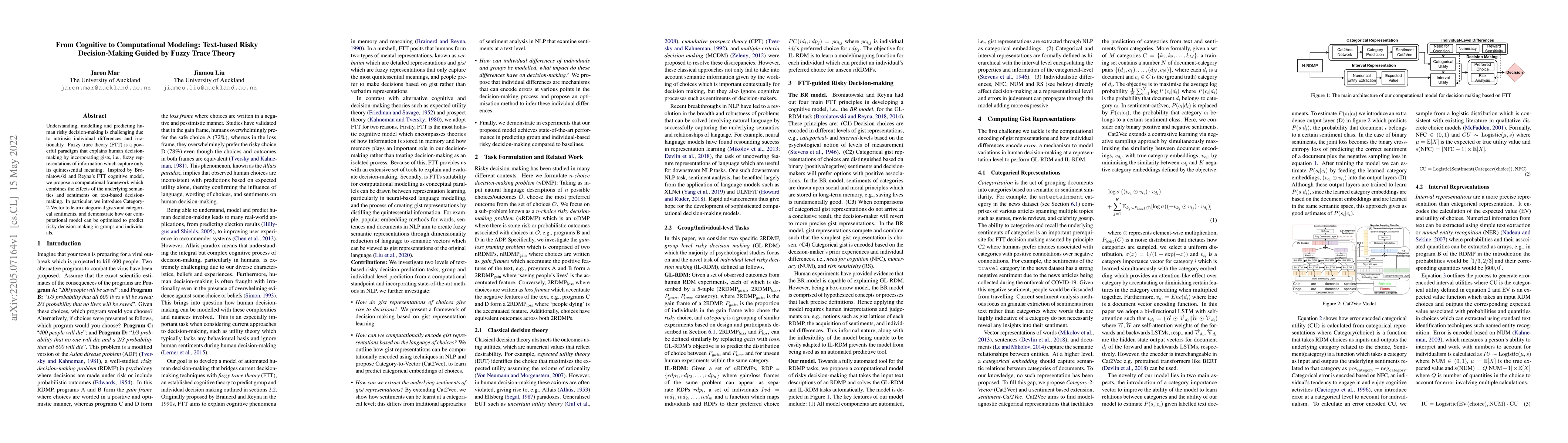 Thumbnail for From Cognitive to Computational Modeling: Text-based Risky
  Decision-Making Guided by Fuzzy Trace Theory