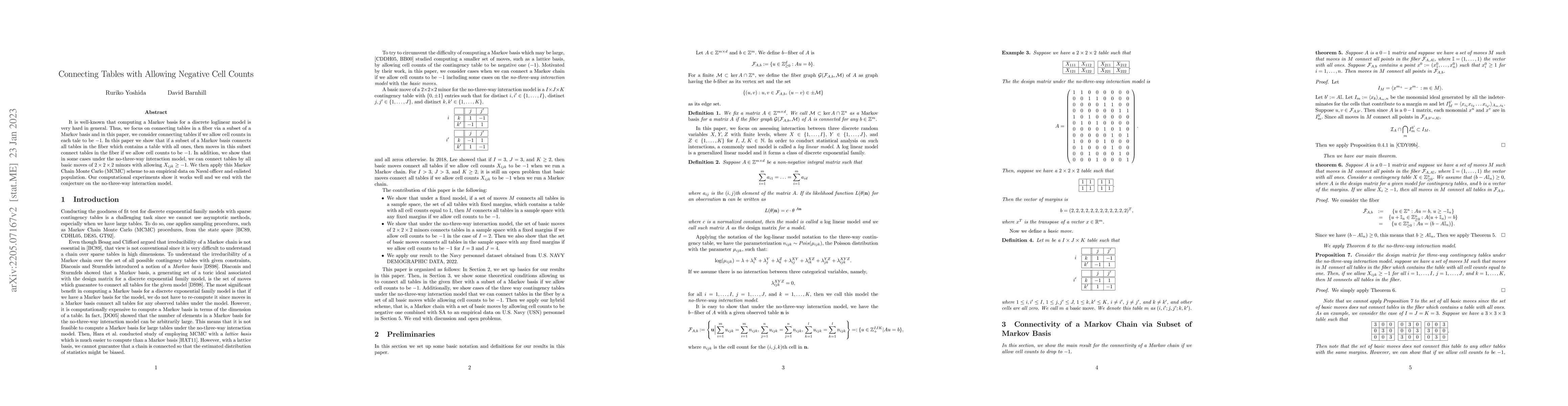 Thumbnail for Connecting Tables with Allowing Negative Cell Counts