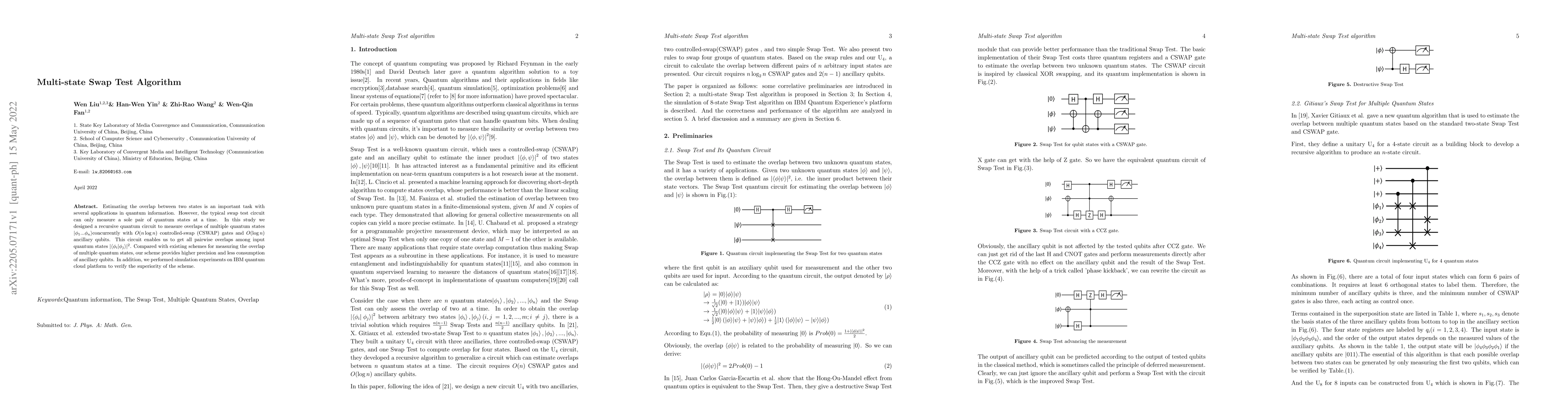 Thumbnail for Multi-state Swap Test Algorithm
