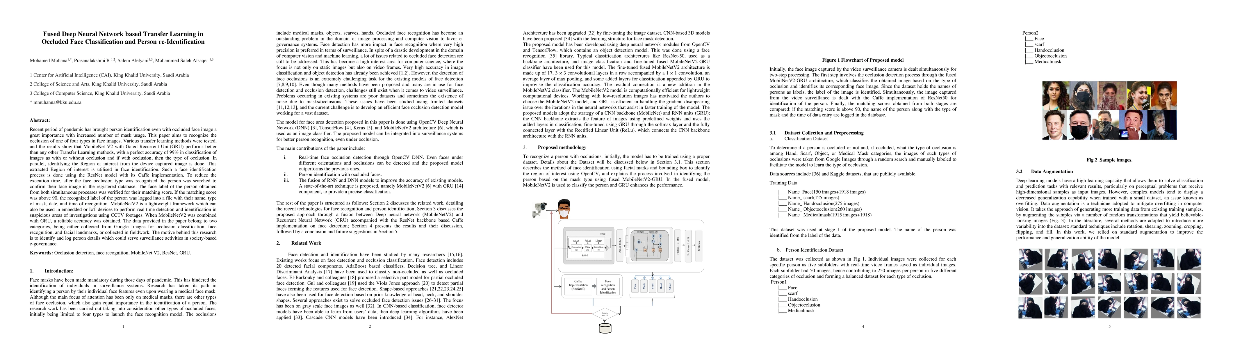 Thumbnail for Fused Deep Neural Network based Transfer Learning in Occluded Face
  Classification and Person re-Identification
