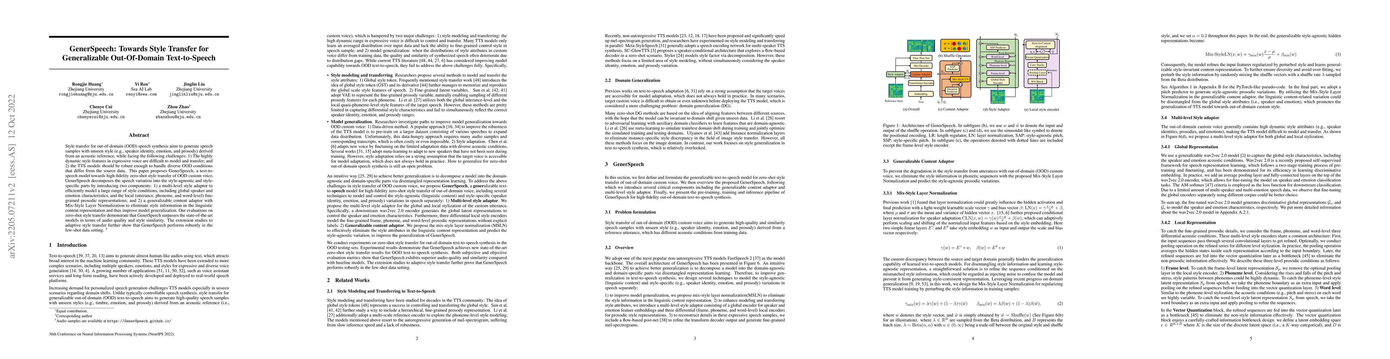 Thumbnail for GenerSpeech: Towards Style Transfer for Generalizable Out-Of-Domain
  Text-to-Speech
