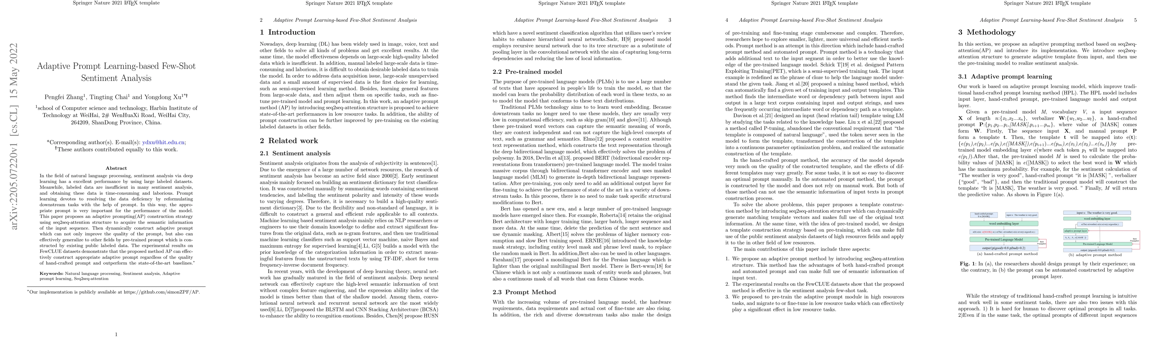 Thumbnail for Adaptive Prompt Learning-based Few-Shot Sentiment Analysis