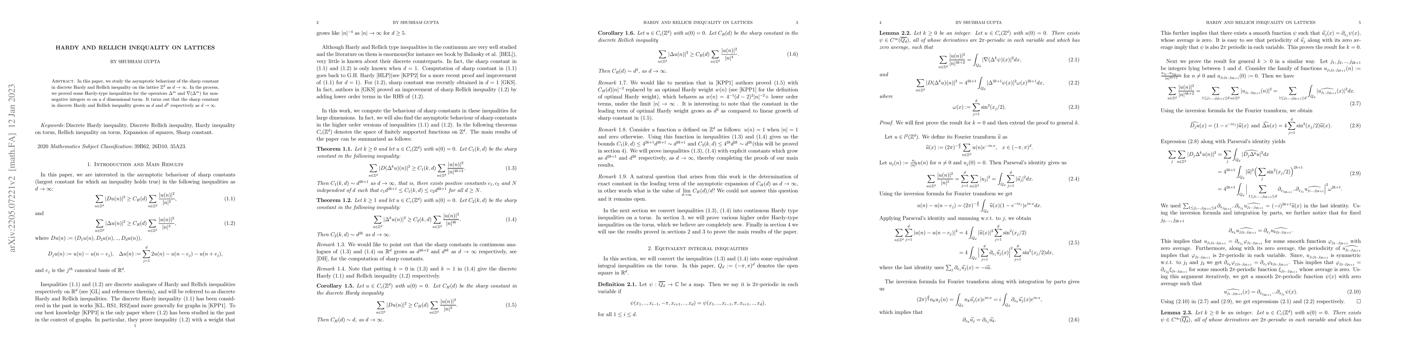 Thumbnail for Hardy and Rellich inequality on lattices