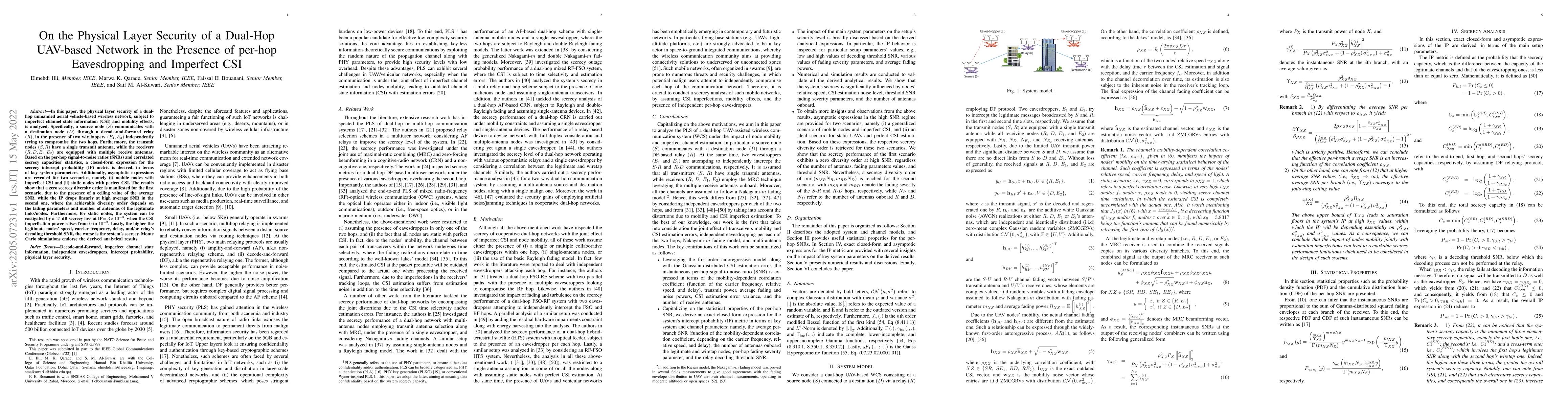 Thumbnail for On the Physical Layer Security of a Dual-Hop UAV-based Network in the
  Presence of per-hop Eavesdropping and Imperfect CSI