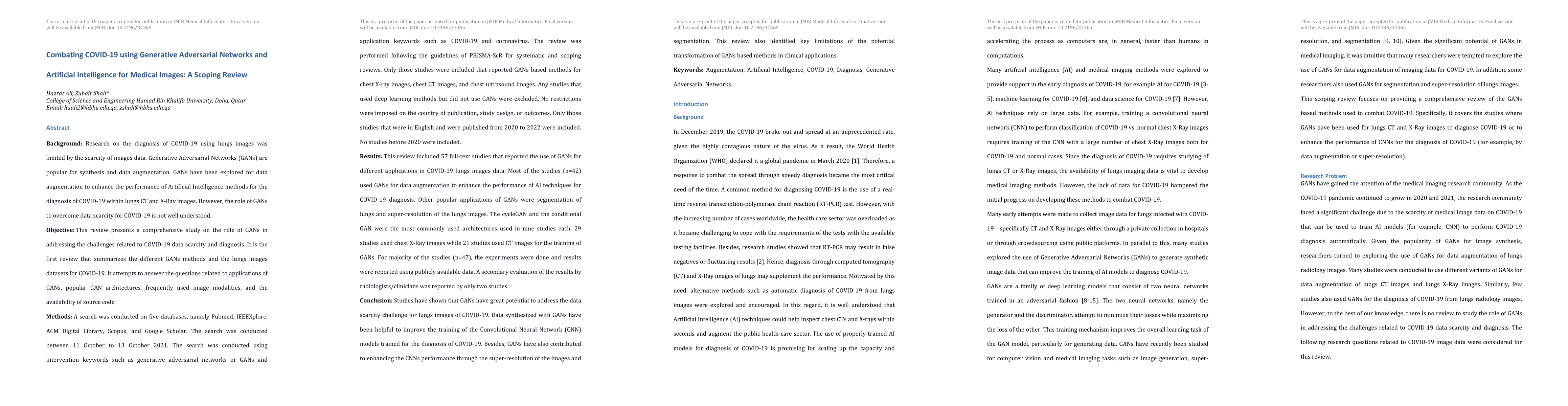 Thumbnail for Combating COVID-19 using Generative Adversarial Networks and Artificial
  Intelligence for Medical Images: A Scoping Review