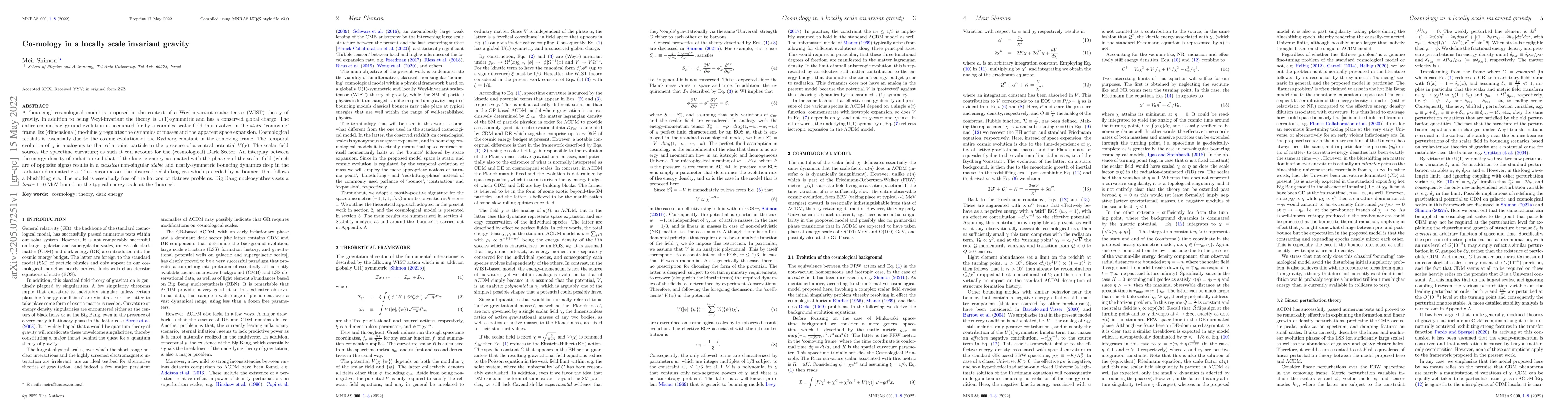 Thumbnail for Cosmology in a locally scale invariant gravity
